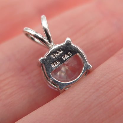 925 Sterling Silver Round-Cut C Z Mini Charm Pendant