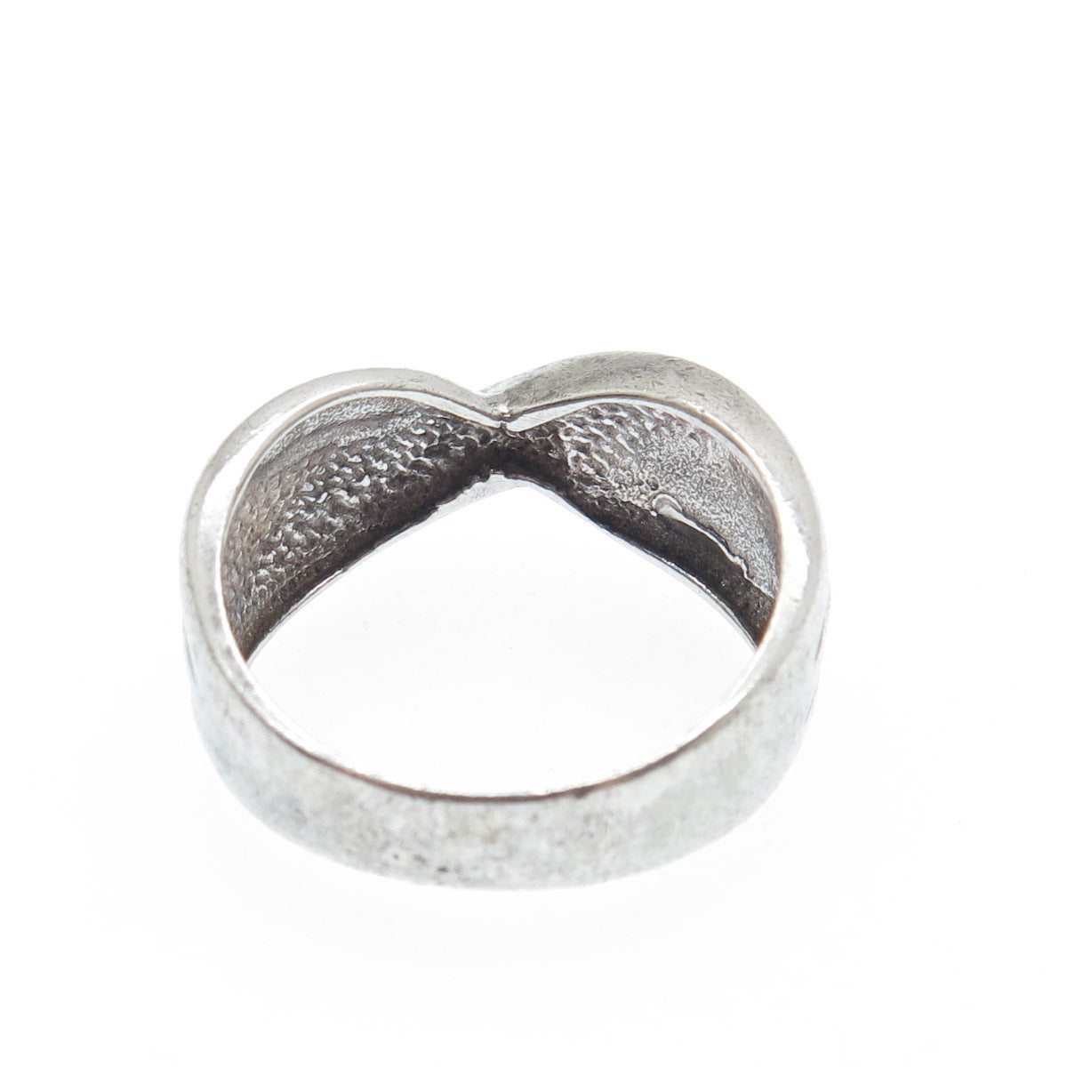 925 Sterling Silver Vintage Modernist Twisted Oxidized Ring Size 8.25