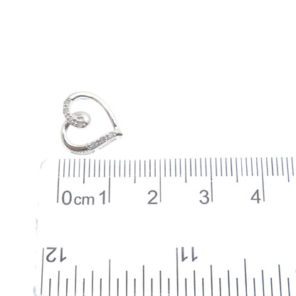 CHARLES WINSTON 925 Sterling Real Diamond Heart Minimalist Slide Pendant