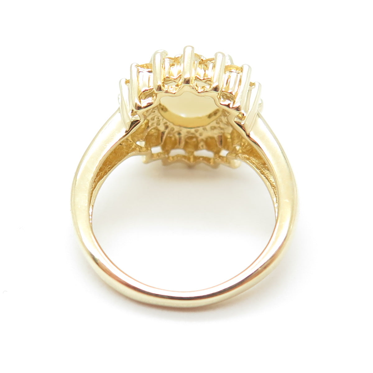 925 Sterling Silver Gold Plated Real Cabochon Opal & Citrine Ring Size 6