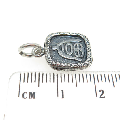 800 Silver Vintage Wishbone Runic Symbols Charm Pendant