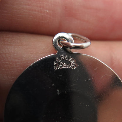 925 Sterling Silver Vintage Elco A Day To Remember Round Medal Pendant