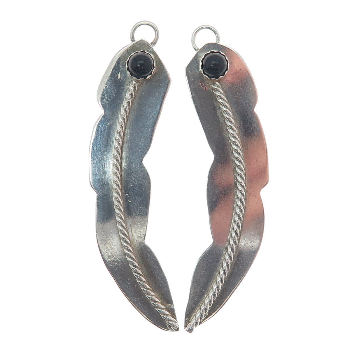MARVIN & LUANA SLIM Old Pawn 925 Sterling Vintage Black Onyx Tribal Earrings