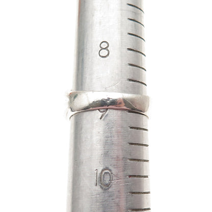 925 Sterling Silver Vintage England Modernist Ribbed Oxidized Ring Size 9