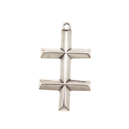 925 Sterling Silver Vintage Orthodox Double Cross Religious Charm Pendant