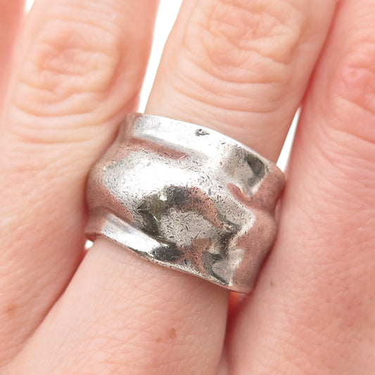 Robert Lee Morris 925 Sterling Silver Vintage Modernist Oxidized Ring Size 7.5