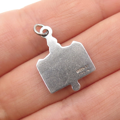 GREEN KC 925 Sterling Silver Vintage Perfect Attendance Oxidized Charm Pendant