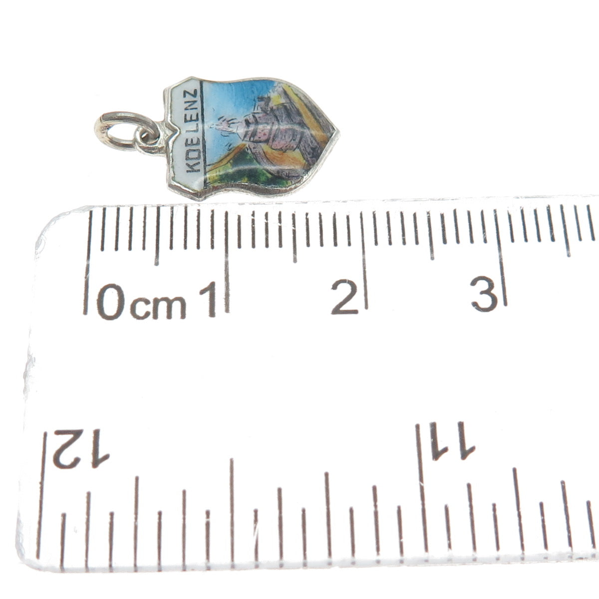FRITZ REU & CO. 800 Silver Vintage Enamel Koblenz Minimalist Charm Pendant