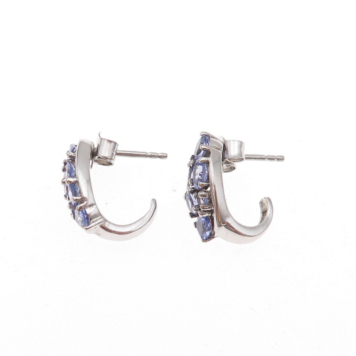 Chuck Clemency 925 Sterling Silver Real Tanzanite Cluster Earrings