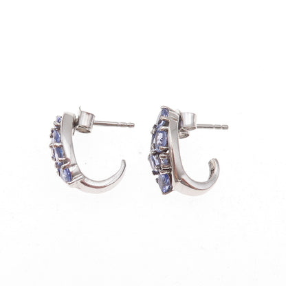Chuck Clemency 925 Sterling Silver Real Tanzanite Cluster Earrings