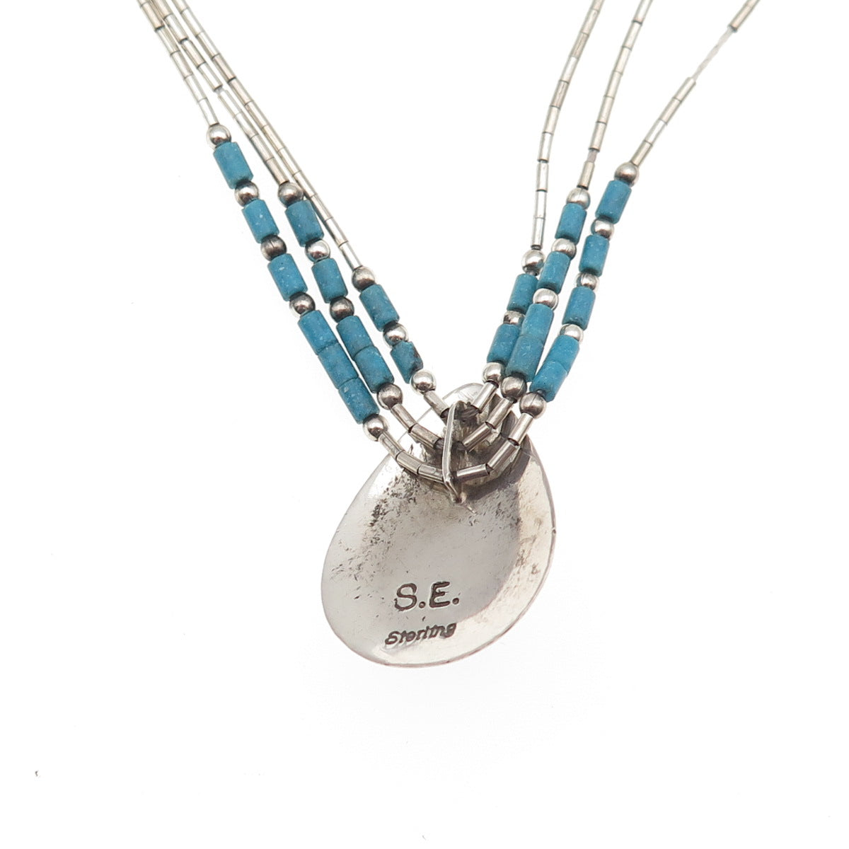 Sensa Eustace Zuni Old Pawn Sterling Vintage Turquoise Liquid Chain Necklace 18"