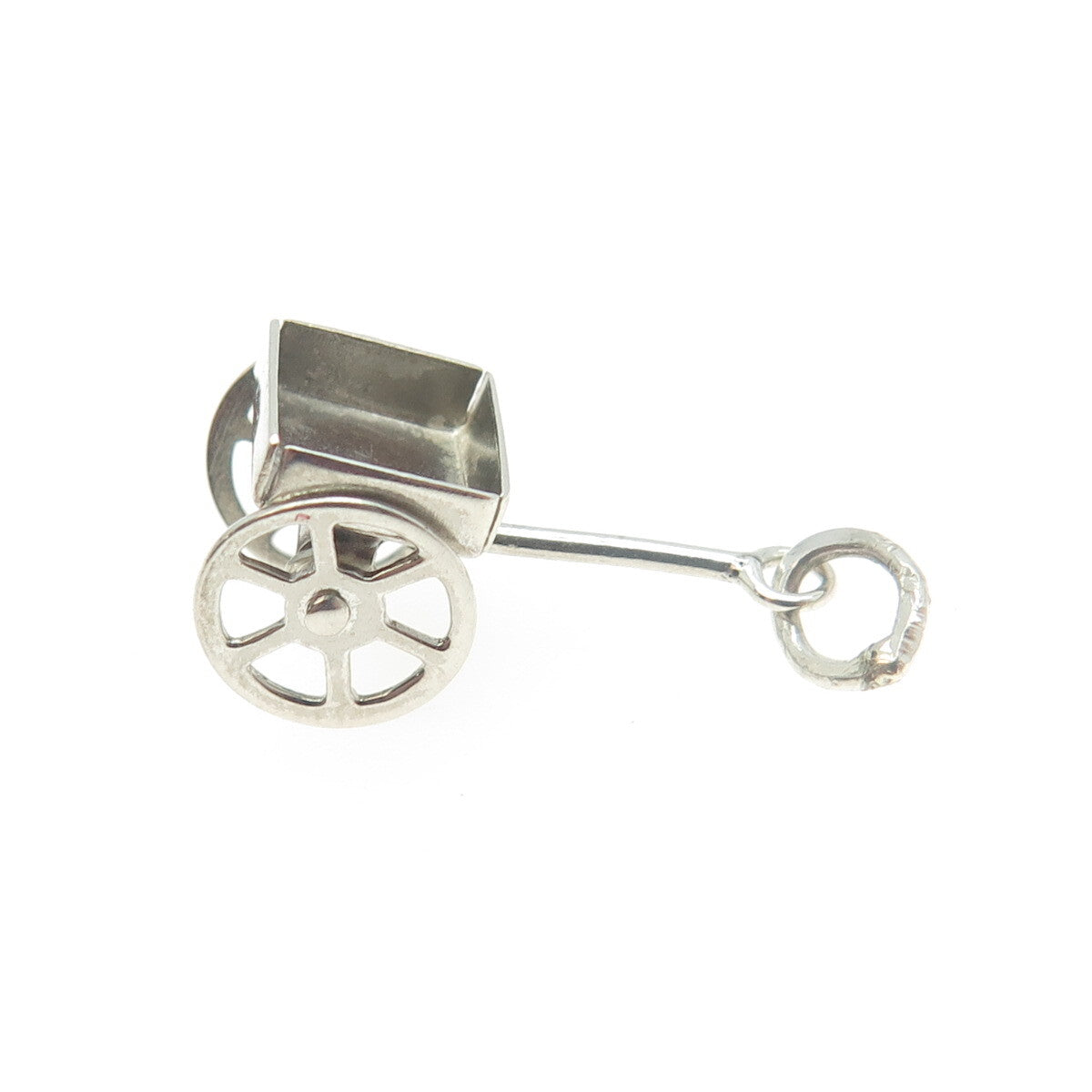 925 Sterling Silver Antique Art Deco Handcart 3D Charm Pendant