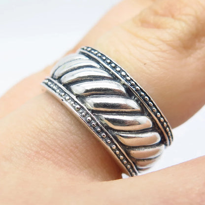 925 Sterling Silver Vintage Braided Band Ring Size 6