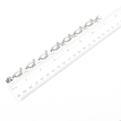 W.E. Richards 925 Sterling Silver Antique Art Deco Ribbon Link Bracelet 7"
