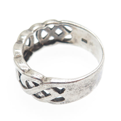 925 Sterling Silver Vintage Celtic Knot Oxidized Band Ring Size 11.25