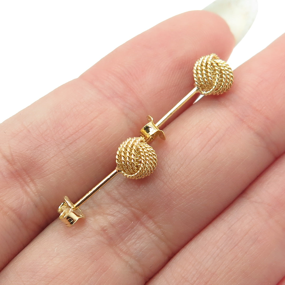 925 Sterling Silver Gold Plated Twisted Knot Stud Earrings