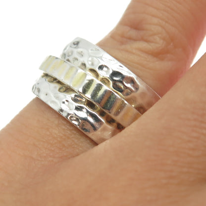 SILPADA 925 Sterling Silver 2-Tone Vintage Hammered Rotating Band Ring Size 6.5