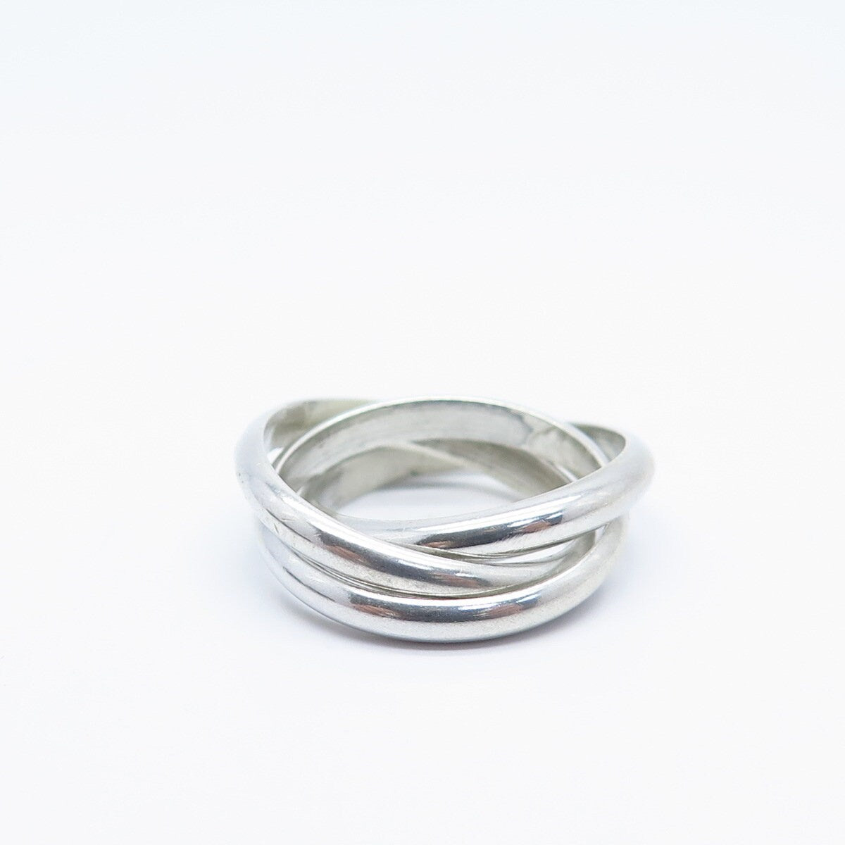 925 Sterling Silver Vintage Triple Interlocked Band Ring Size 5.25