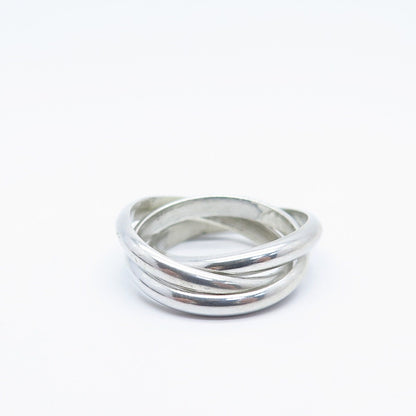 925 Sterling Silver Vintage Triple Interlocked Band Ring Size 5.25
