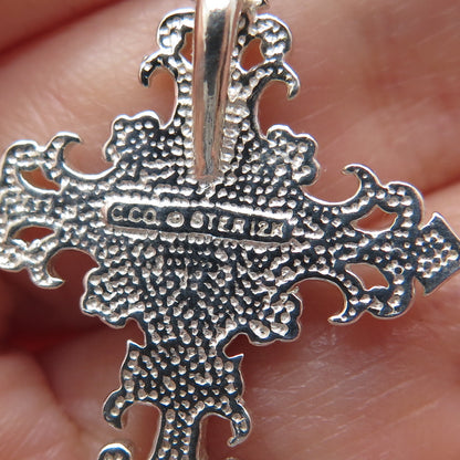 COLEMAN CO. 12K Yellow & Rose Gold 925 Sterling Silver Vintage Cross Pendant