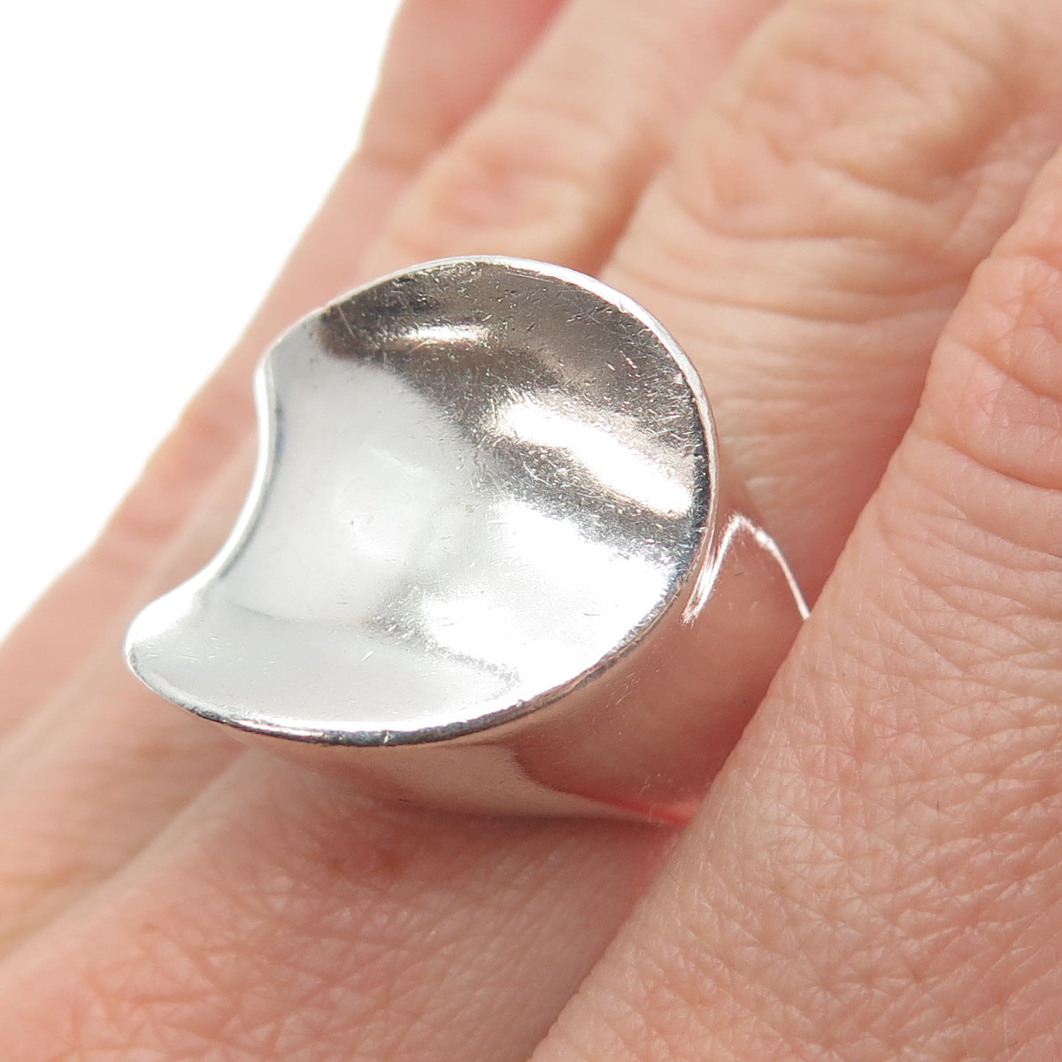 925 Sterling Silver Vintage Modernist Ring Size 6.5