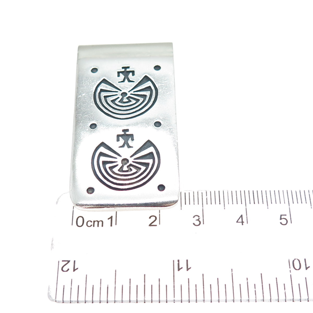 CYRUS JOSYTEWA HOPI Old Pawn Sterling Silver Man In The Maze Tribal Money Clip