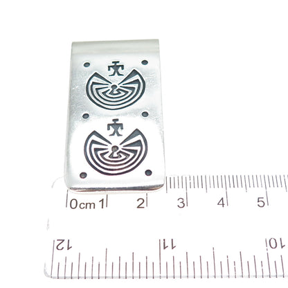CYRUS JOSYTEWA HOPI Old Pawn Sterling Silver Man In The Maze Tribal Money Clip