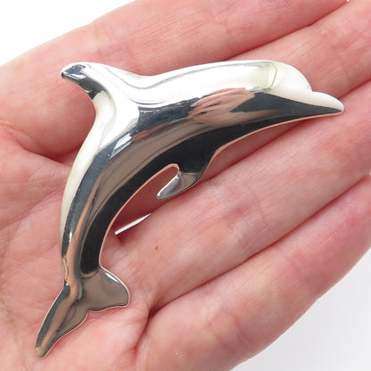INTERNATIONAL 925 Sterling Silver Vintage Dolphin Pin Brooch / Pendant