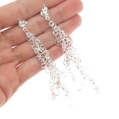 925 Sterling Silver Vintage Adam's Apple Tassel Dangle Earrings