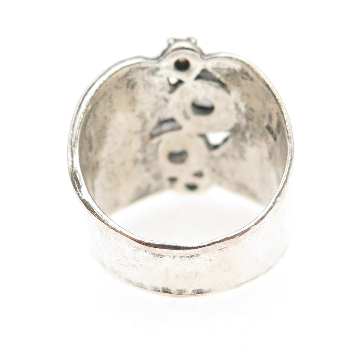 925 Sterling Silver Vintage Round-Cut C Z Modernist Oxidized Ring Size 8.25