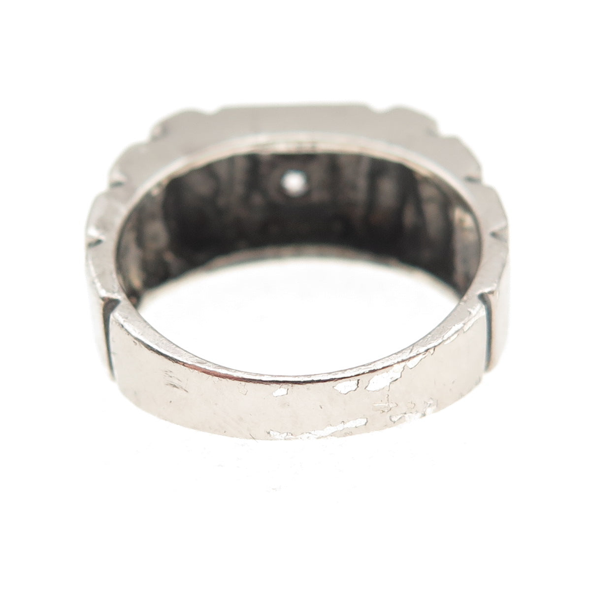925 Sterling Silver Vintage Round-Cut C Z Oxidized Ring Size 8.75