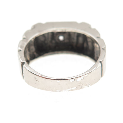 925 Sterling Silver Vintage Round-Cut C Z Oxidized Ring Size 8.75