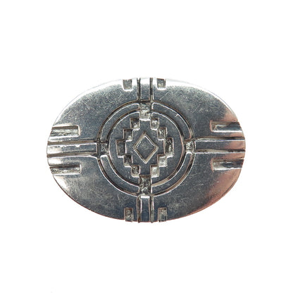 925 Sterling Silver Vintage Southwestern Tribal Symbol Oxidized Pin Brooch