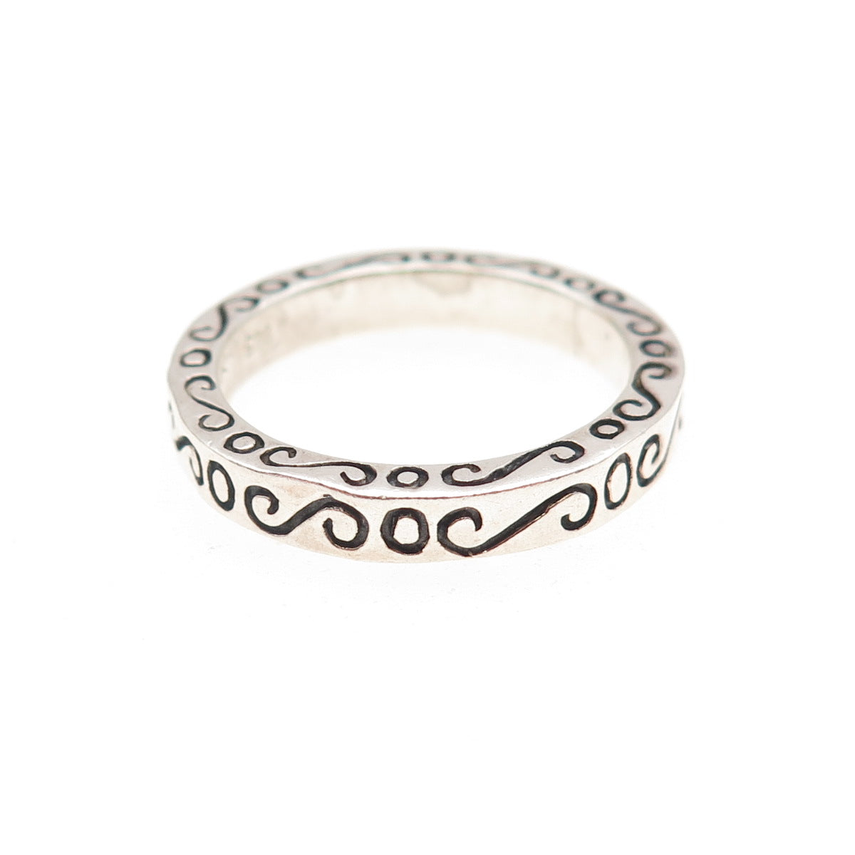 BOMA 925 Sterling Silver Vintage Swirl Stackable Band Ring Size 8.5