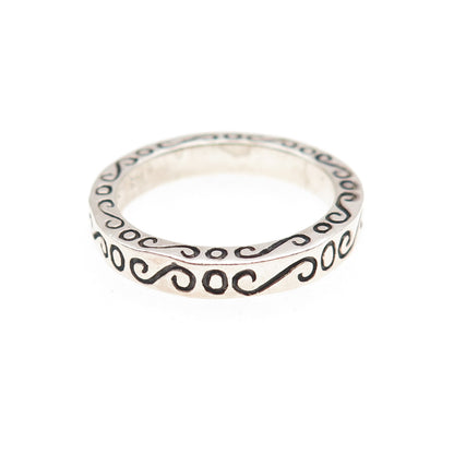 BOMA 925 Sterling Silver Vintage Swirl Stackable Band Ring Size 8.5