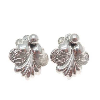 FORSTNER 925 Sterling Silver Antique Art Deco Seashell Screw Back Earrings