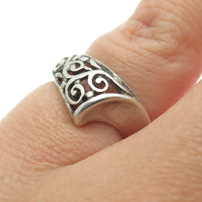 925 Sterling Silver Vintage Swirl Modernist Ring Size 3.75