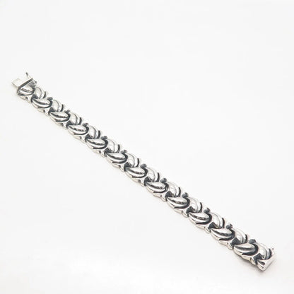 925 Sterling Silver Vintage Turkey Fancy Link Bracelet 7.25"