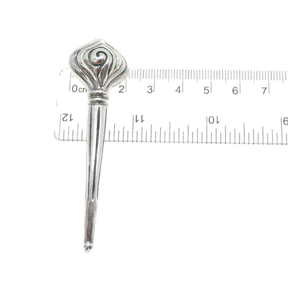 ZINA 925 Sterling Silver Vintage Torch Oxidized Pin Brooch