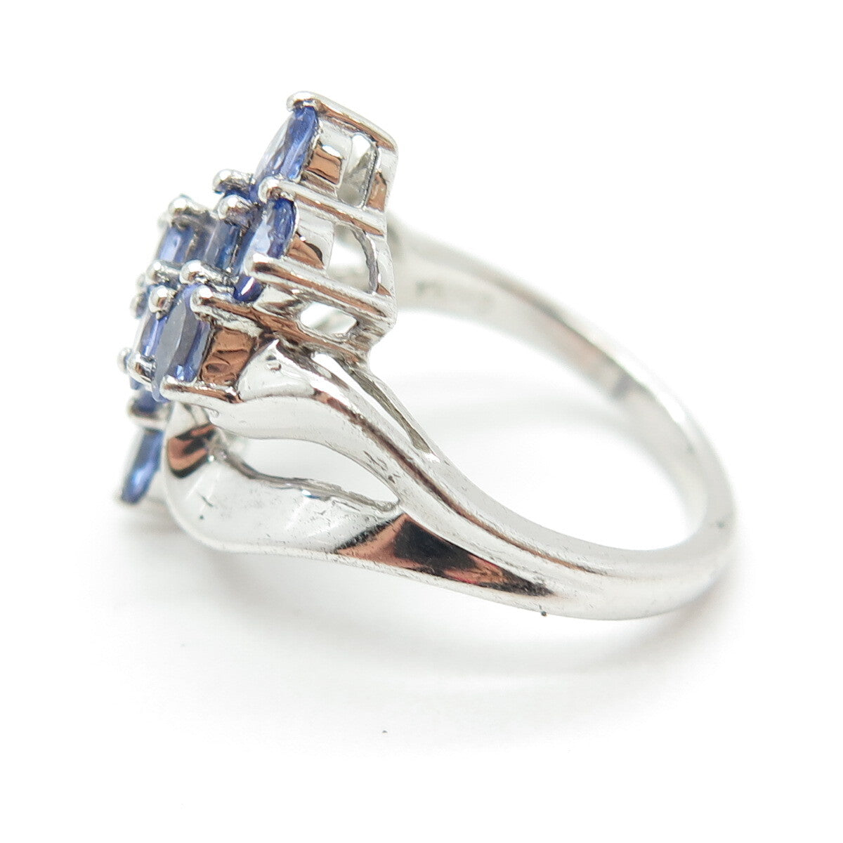 JS Joseph Schmid 925 Sterling Silver Real Oval-Cut Tanzanite Bypass Ring Size 6