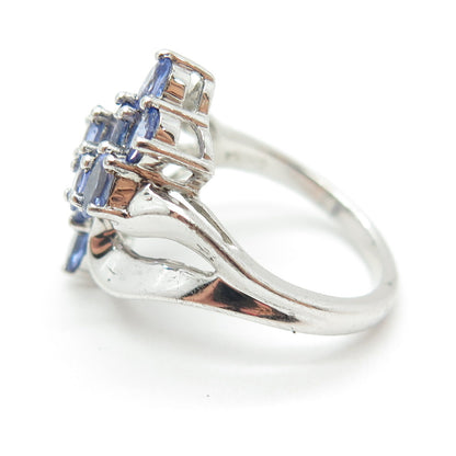 JS Joseph Schmid 925 Sterling Silver Real Oval-Cut Tanzanite Bypass Ring Size 6