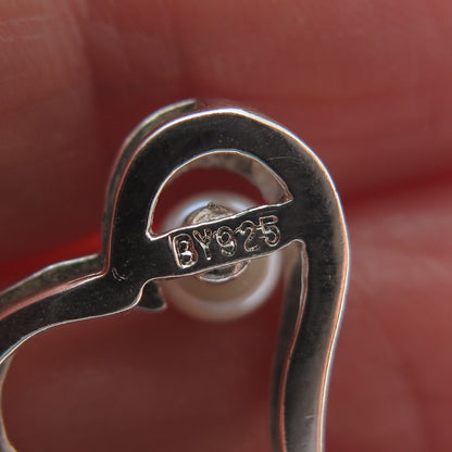 925 Sterling Silver Real Pearl Heart Minimalist Slide Pendant