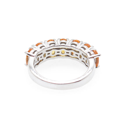 925 Sterling Silver Real Oval-Cut Citrine Ring Size 6.25