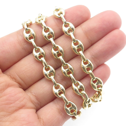 925 Sterling Silver Gold Plated Anchor Mariner Chain Necklace 20"