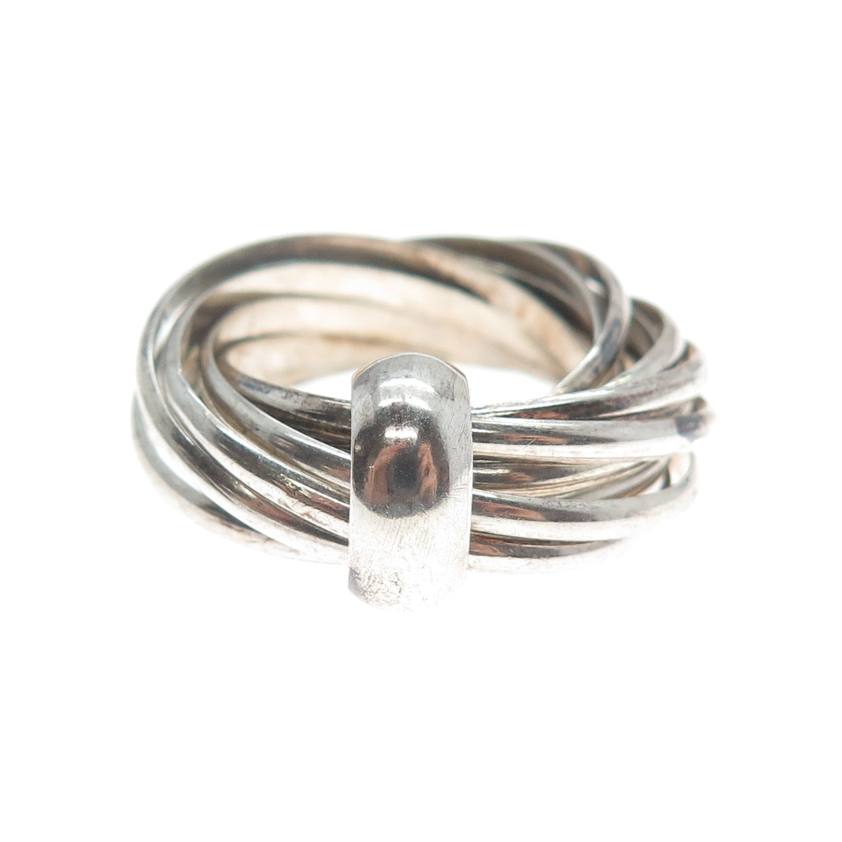 925 Sterling Silver Vintage Multi-Band Interlocked Ring Size 7.75
