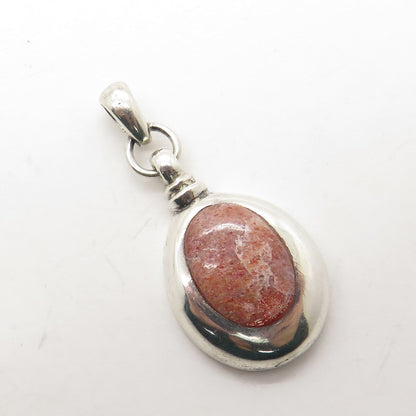 925 Sterling Silver Vintage Mexico Real Chrysocolla Gemstone Pendant