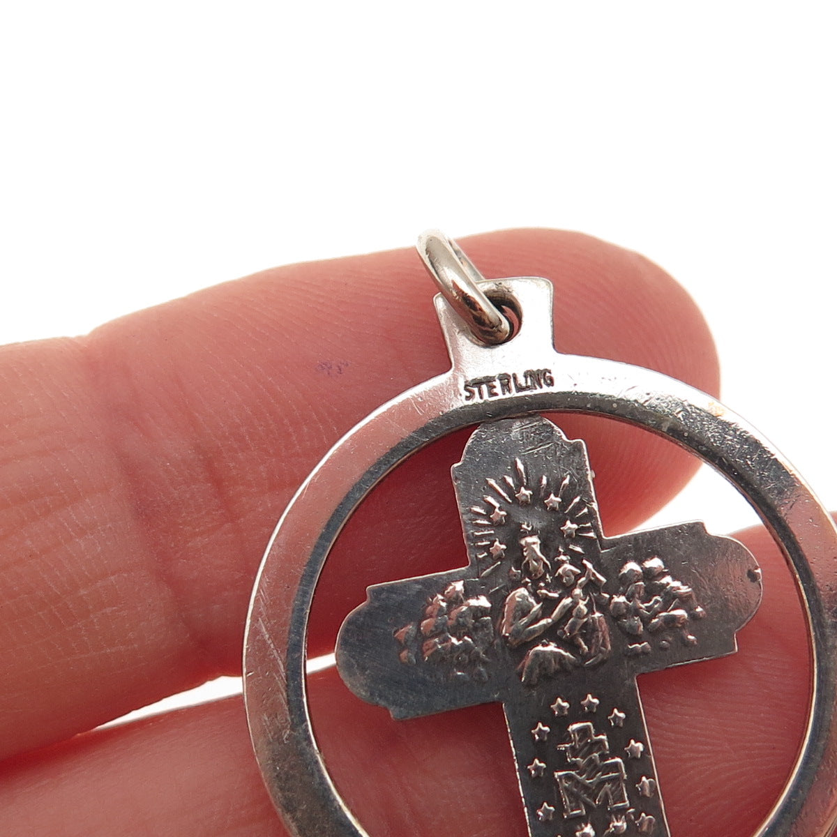 925 Sterling Silver Antique Art Deco 4-Way Cross Religious Charm Pendant