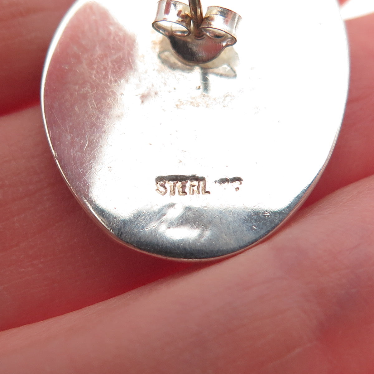 AF DESIGN 925 Sterling 14K Gold Posts Vintage Enamel Green Chalcedony Earrings