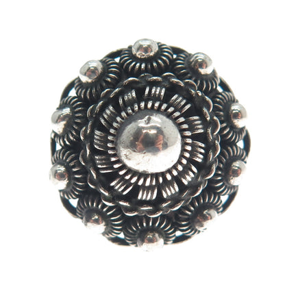 925 Sterling Silver Antique Germany Cannetille Oxidized Dome Ring Size 5.25
