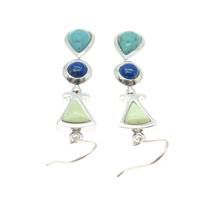 WHITNEY KELLY 925 Sterling Silver Vintage Real Turquoise & Lapis Lazuli Earrings